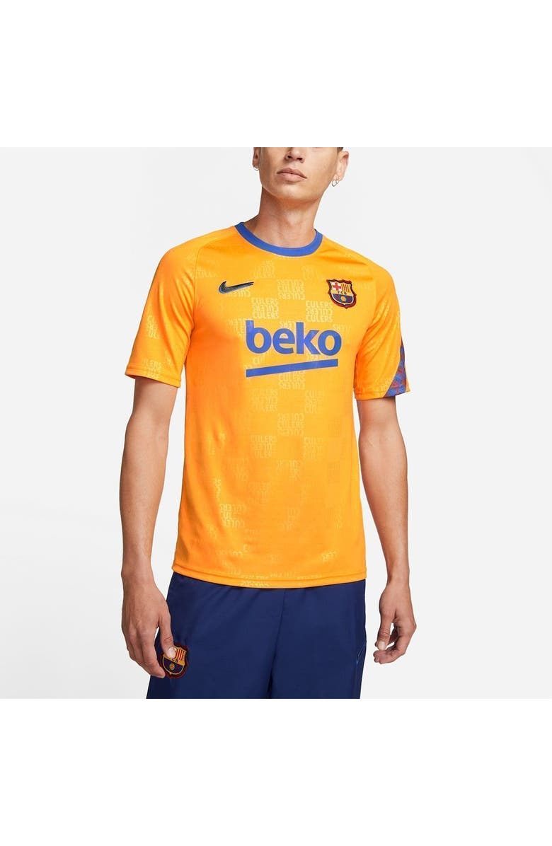 Nike Men's Nike Orange Barcelona 2021/2022 Pre-Match Performance Top, Alternate, color, 