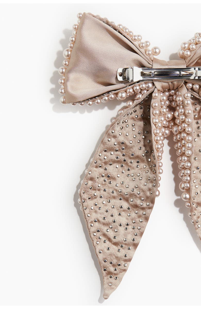 H&M Bow-decorated Hair Clip, Alternate, color, Beige