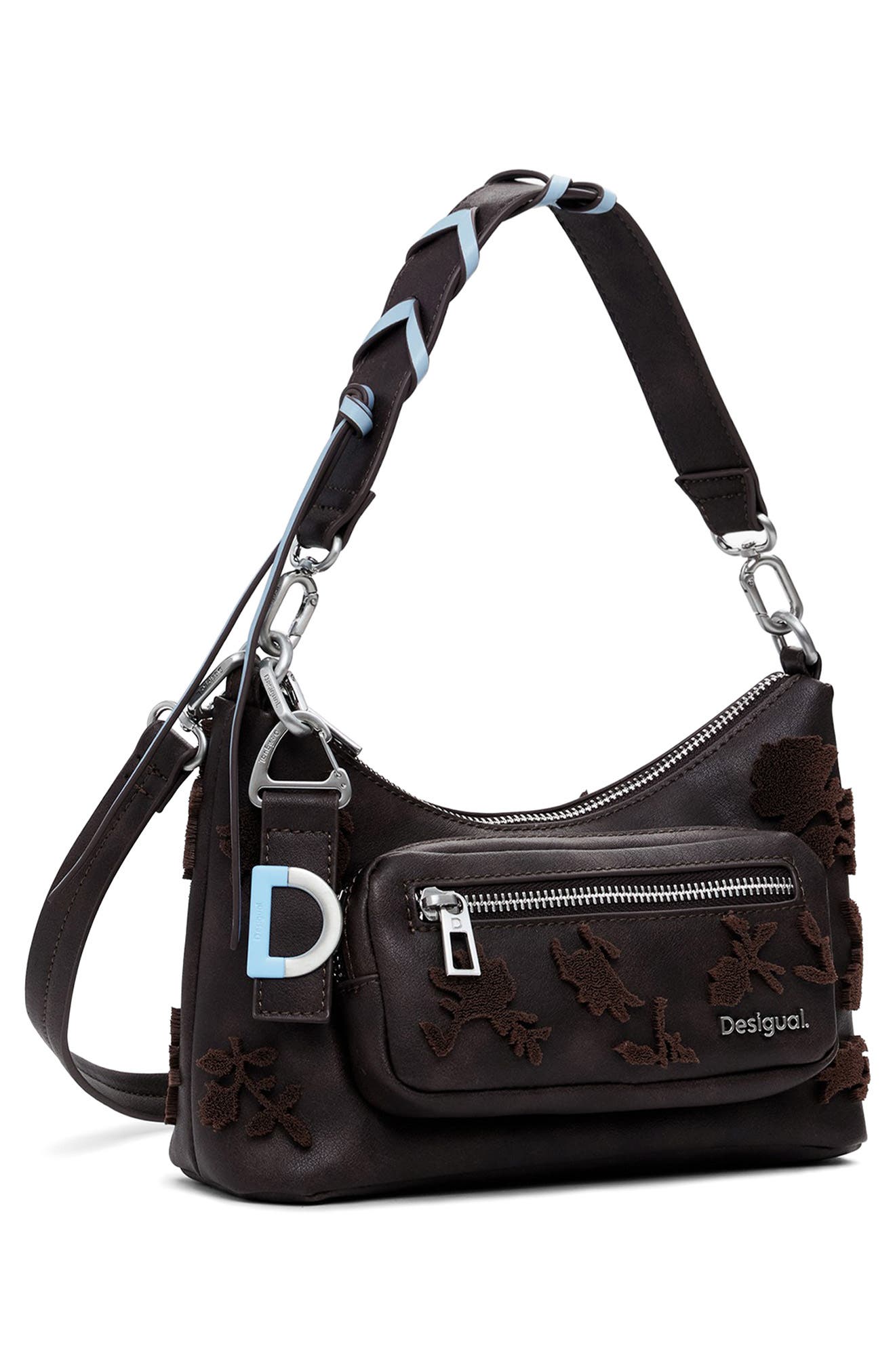 Desigual Faux Leather Shoulder Bag, Alternate, color, Dark Brown