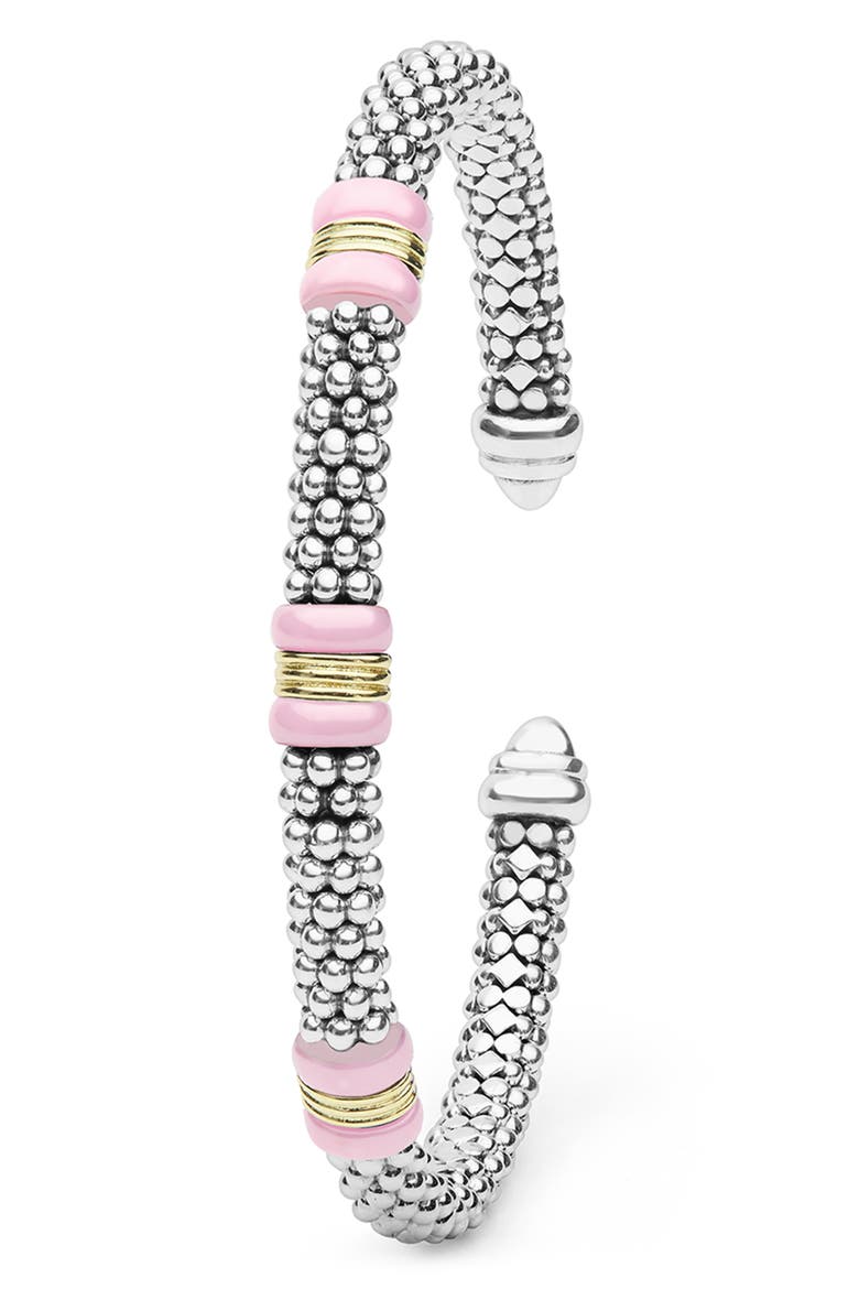 Signature Caviar Ceramic Station Bracelet, Alternate, color, TWO-TONE