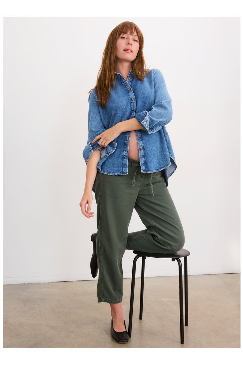 The Drapey Denim Boyfriend Shirt, Alternate, color, Vintage Dream Blue