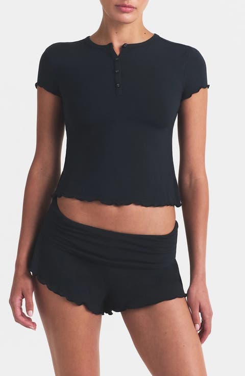 Sleep Henley & Foldover Shorts Set
