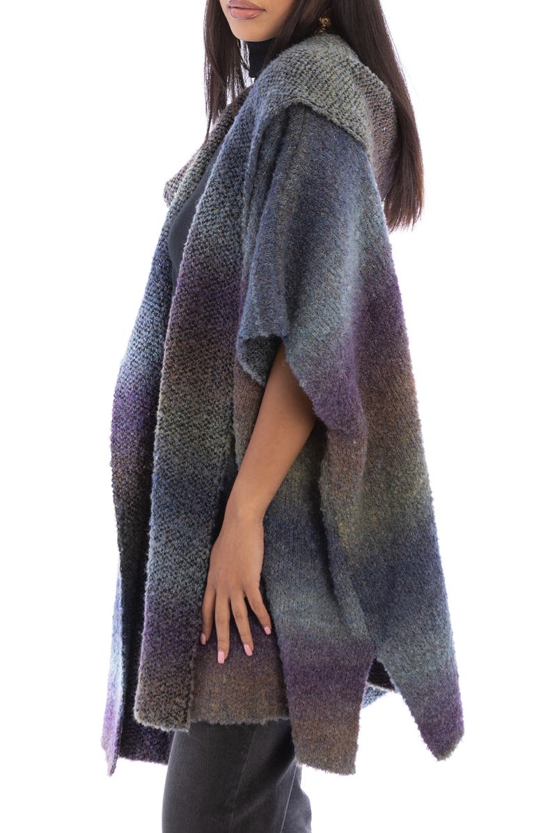 SAACHI Gradient Hooded Knit Ruana, Alternate, color, Blue