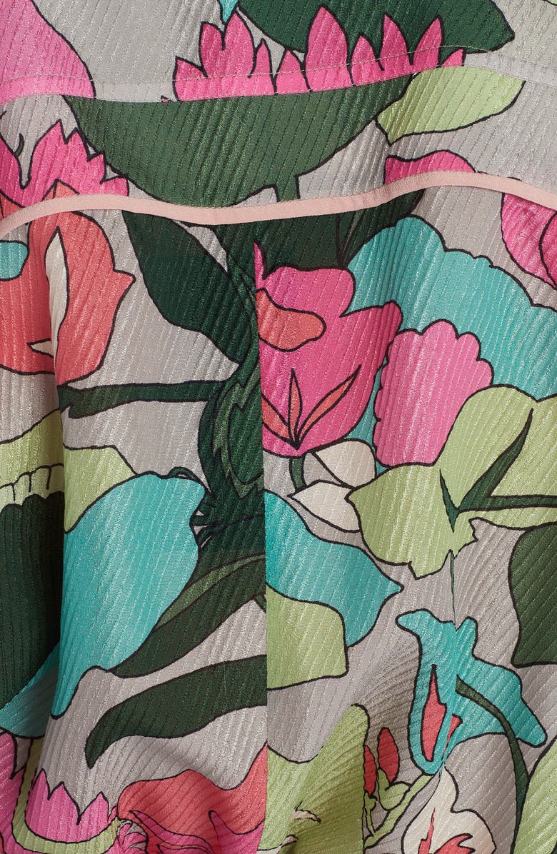 Fendi Floral Long Sleeve Silk Shirtdress, Alternate, color,