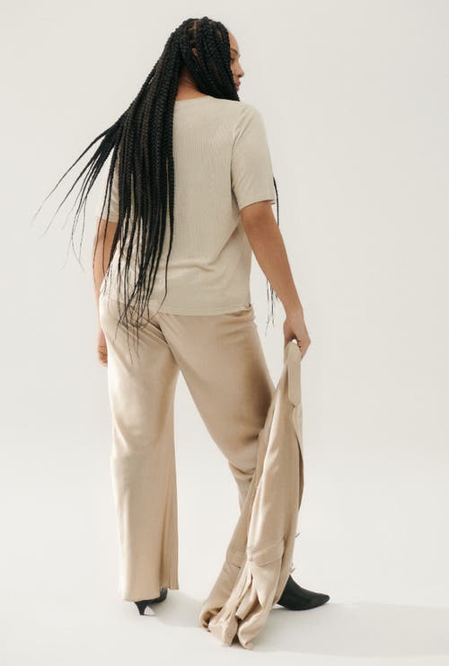 Silk Laundry Beige Bias Cut Lounge Pants In Hazelnut