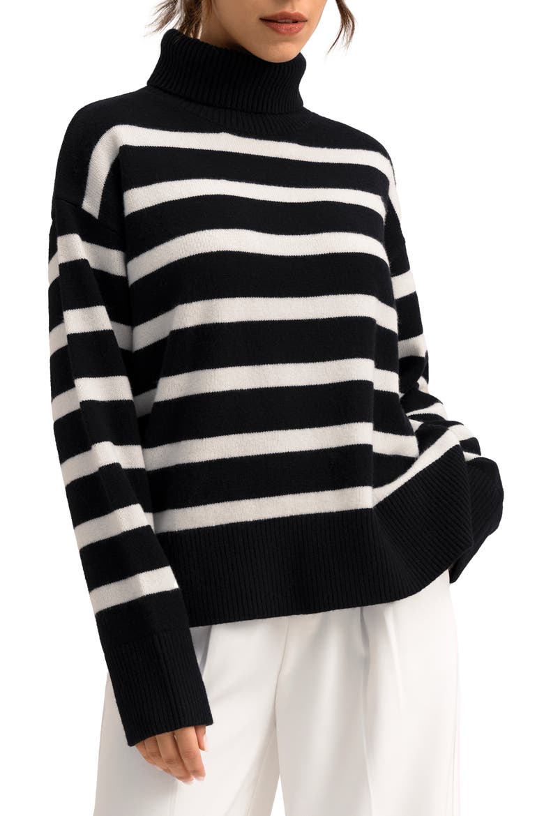 Women's Tarra Stripe Sweater, Main, color, Black