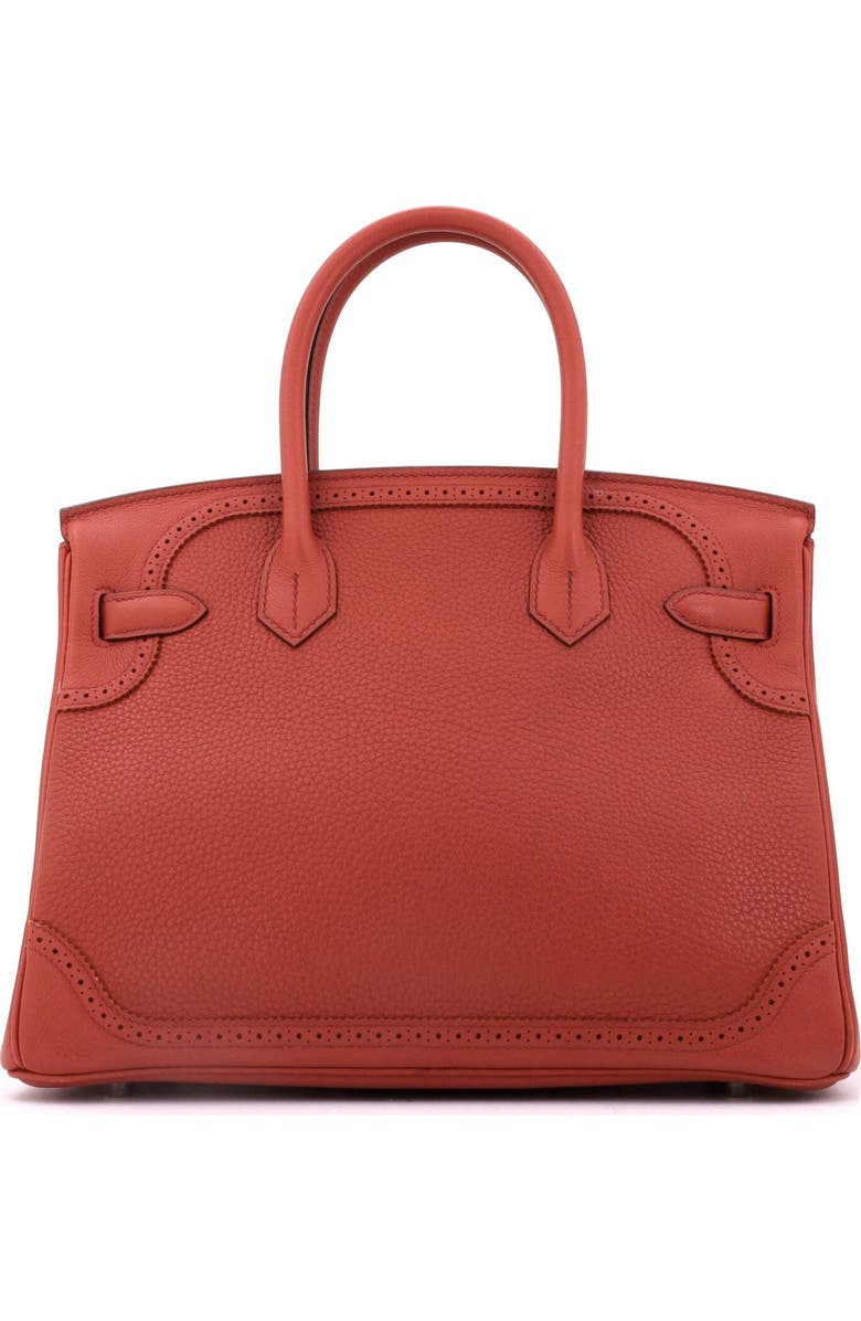 Pre-Owned Hermes Birkin Ghillies Bag Orange Clemence and Evercolor with Palladium Hardware 30, Alternate, color, Brique