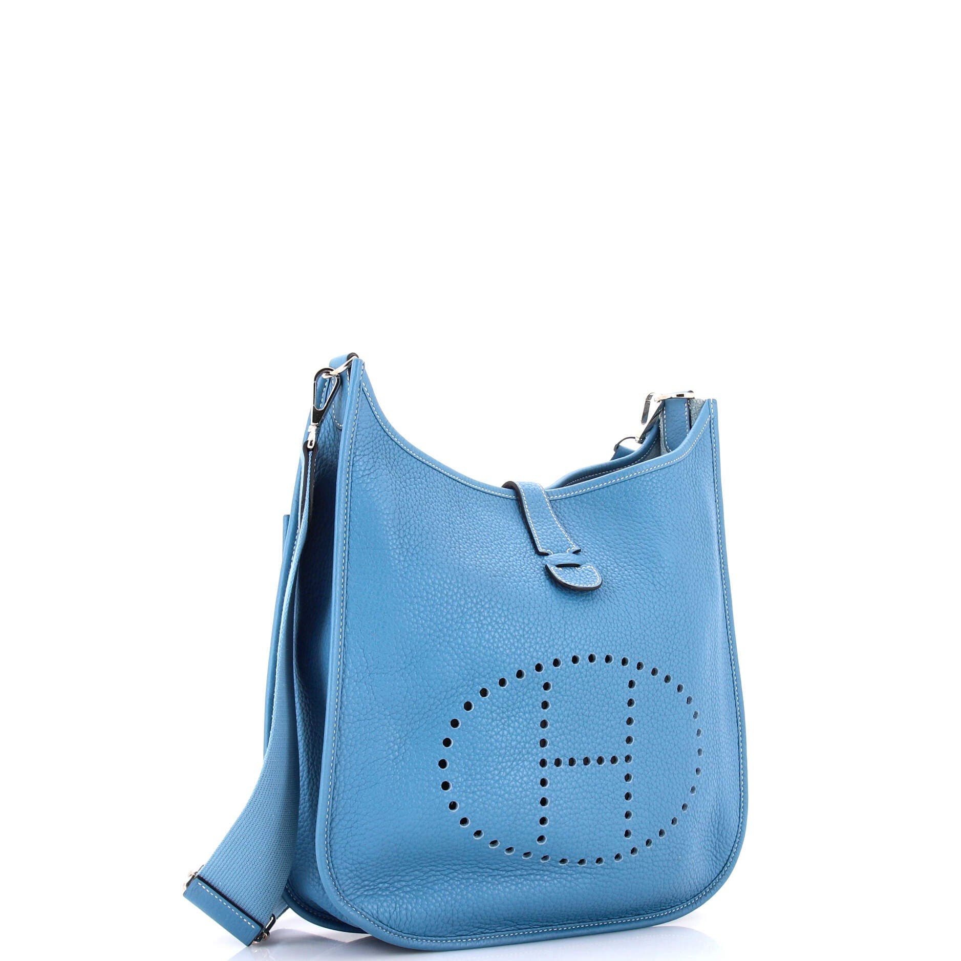 Pre-Owned Hermes Evelyne Bag Gen III Clemence GM, Alternate, color, Bleu Jean