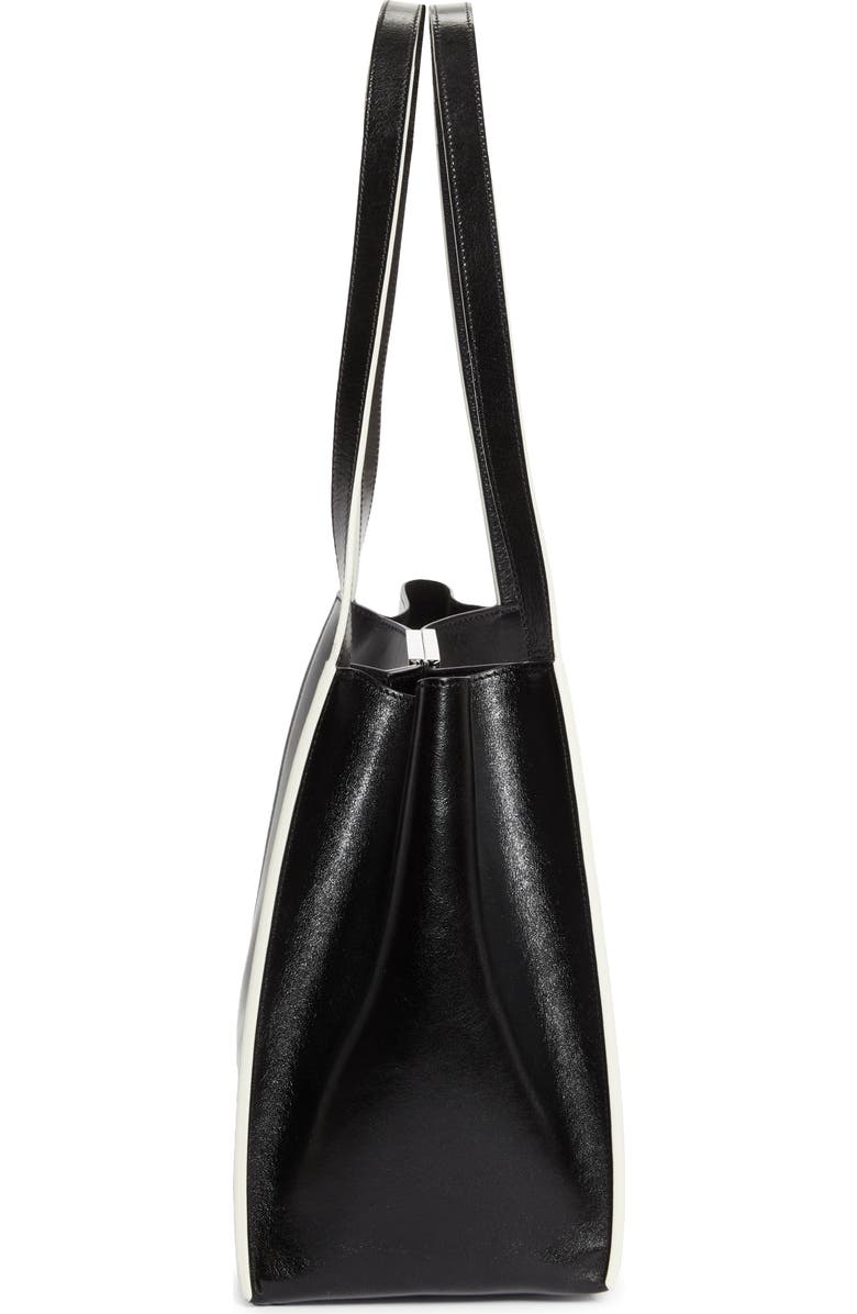 Marni Small East/West Leather Tote, Alternate, color, Black
