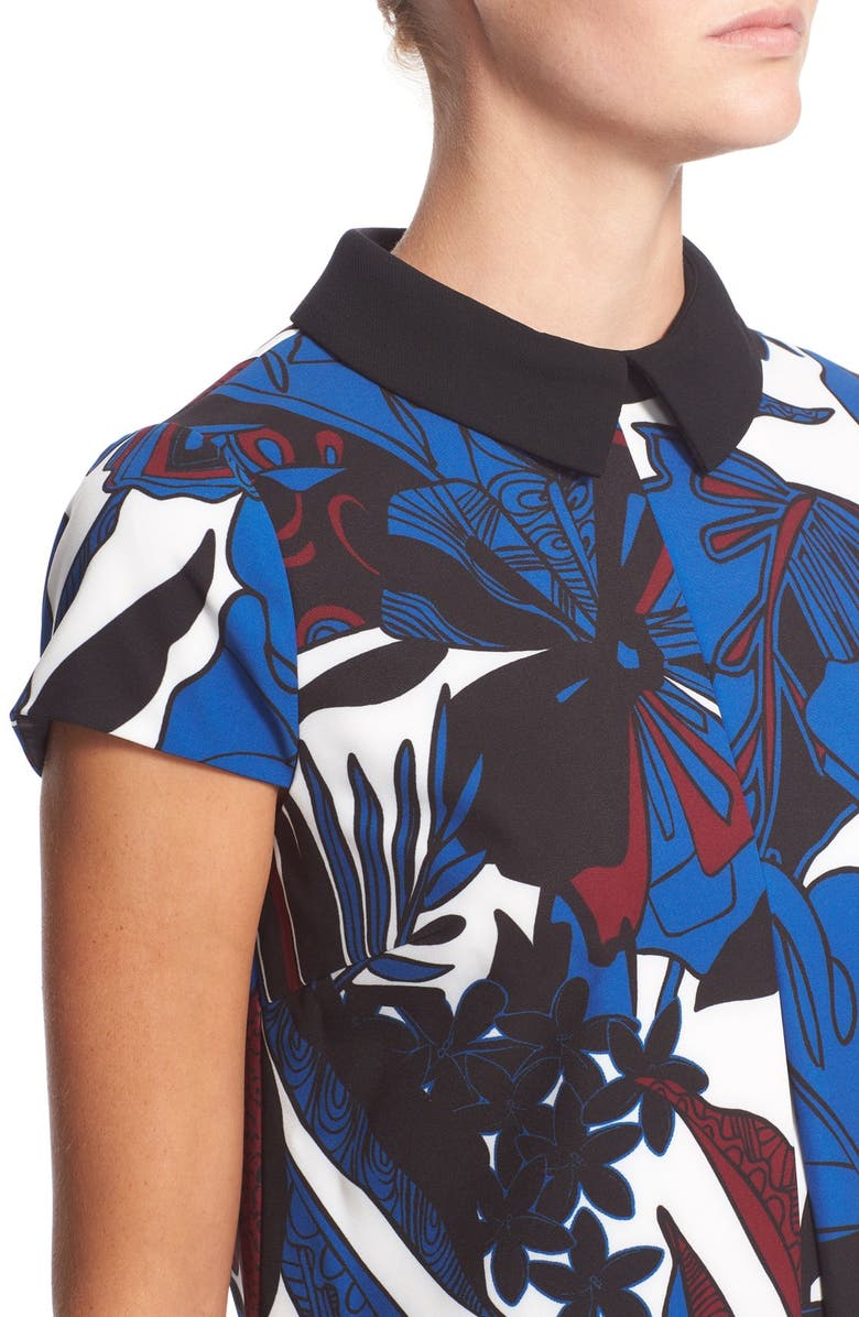 Ted Baker London 'Avanna' Woodblock Leaf Print Shift Dress, Alternate, color, White