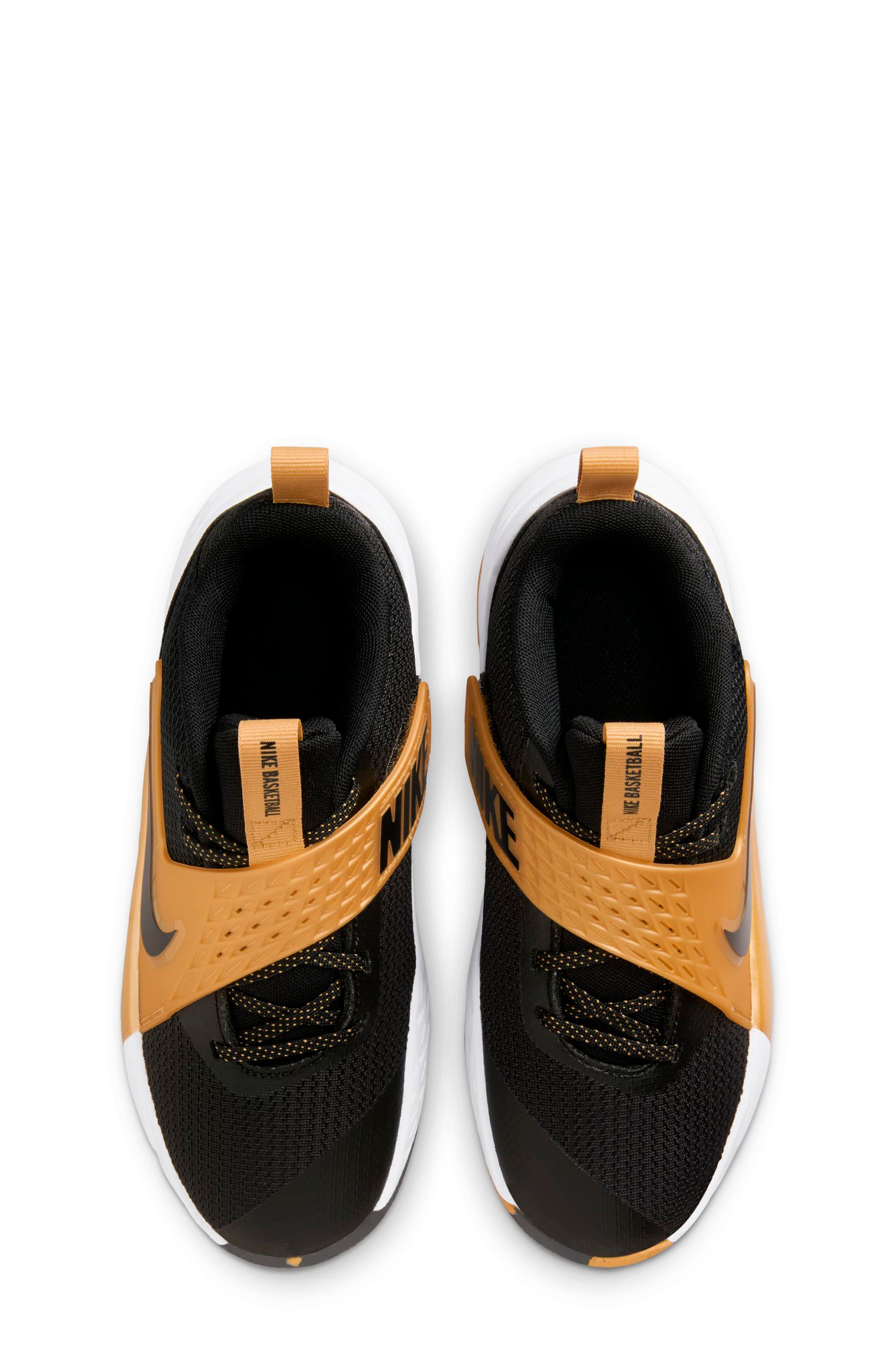 Nike Kids' Team Hustle D 12 Basketball Shoe, Alternate, color, Black/ Metallic Gold/ White