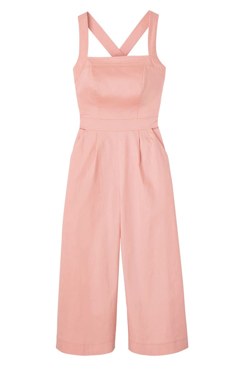 Stephanie Cross Strap Cotton Jumpsuit, Alternate, color, CORAL