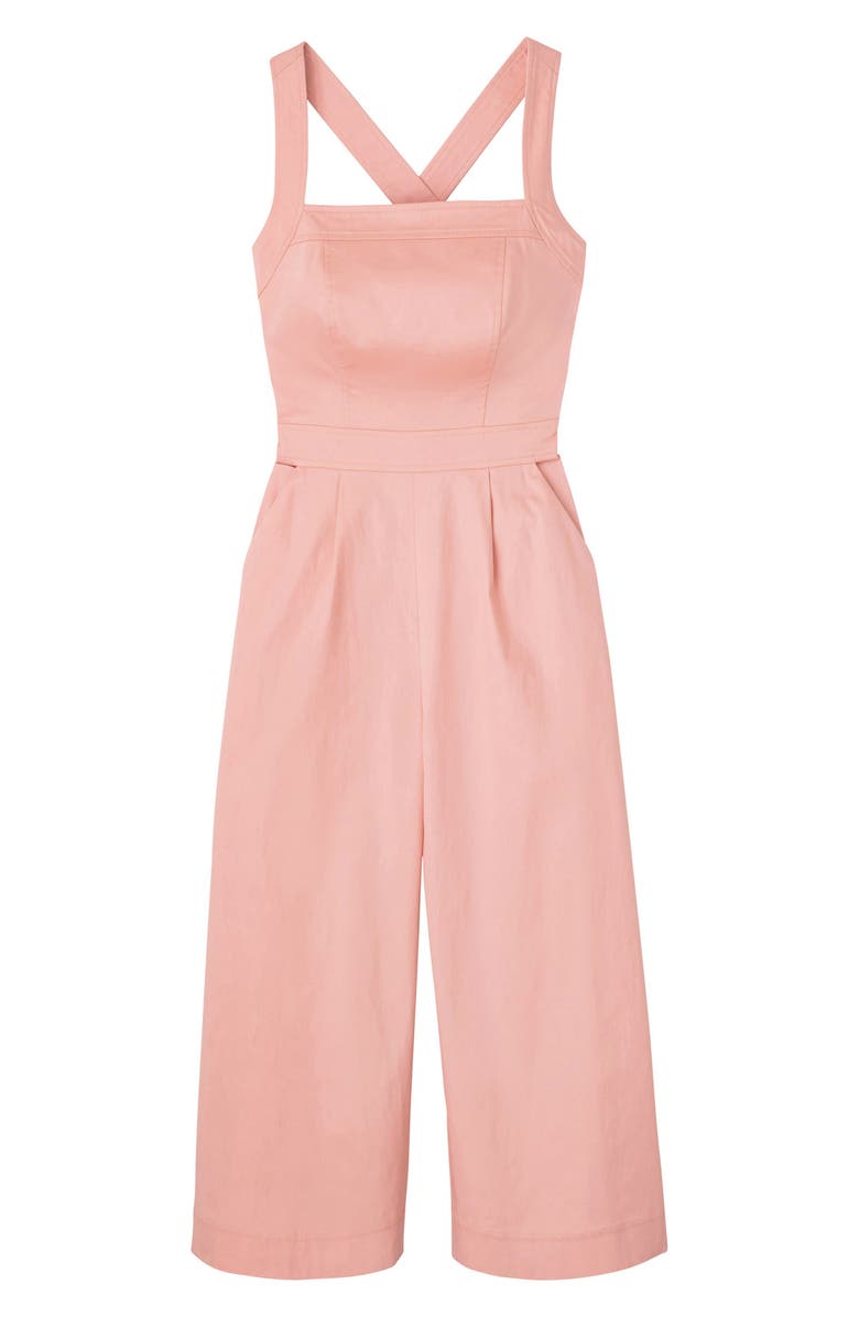 Gal Meets Glam Collection Stephanie Cross Strap Cotton Jumpsuit, Alternate, color, 