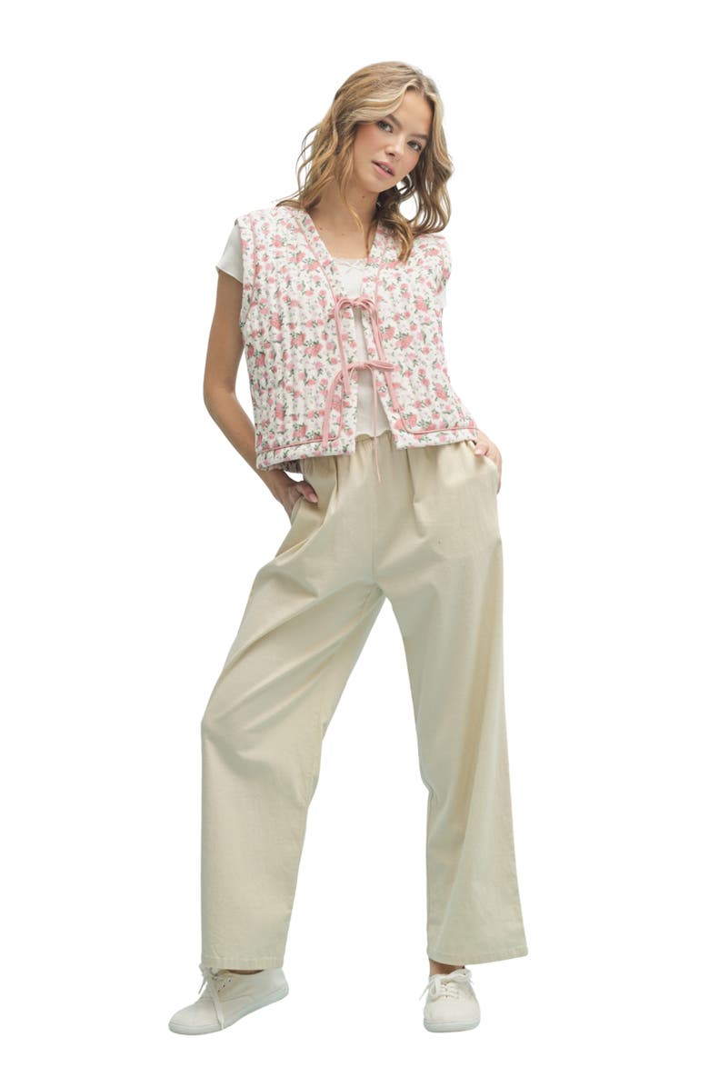 WISHLIST Floral Quilted Vest, Alternate, color, Ecru/ Tose