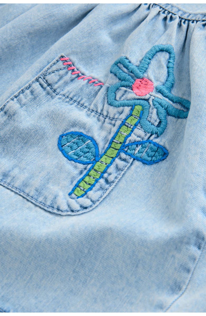 NEXT Kids' Floral Embroidered Denim Shirtdress, Alternate, color,