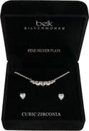 Danecraft Cubic Zirconia Heart Pendant Necklace & Stud Earrings Set