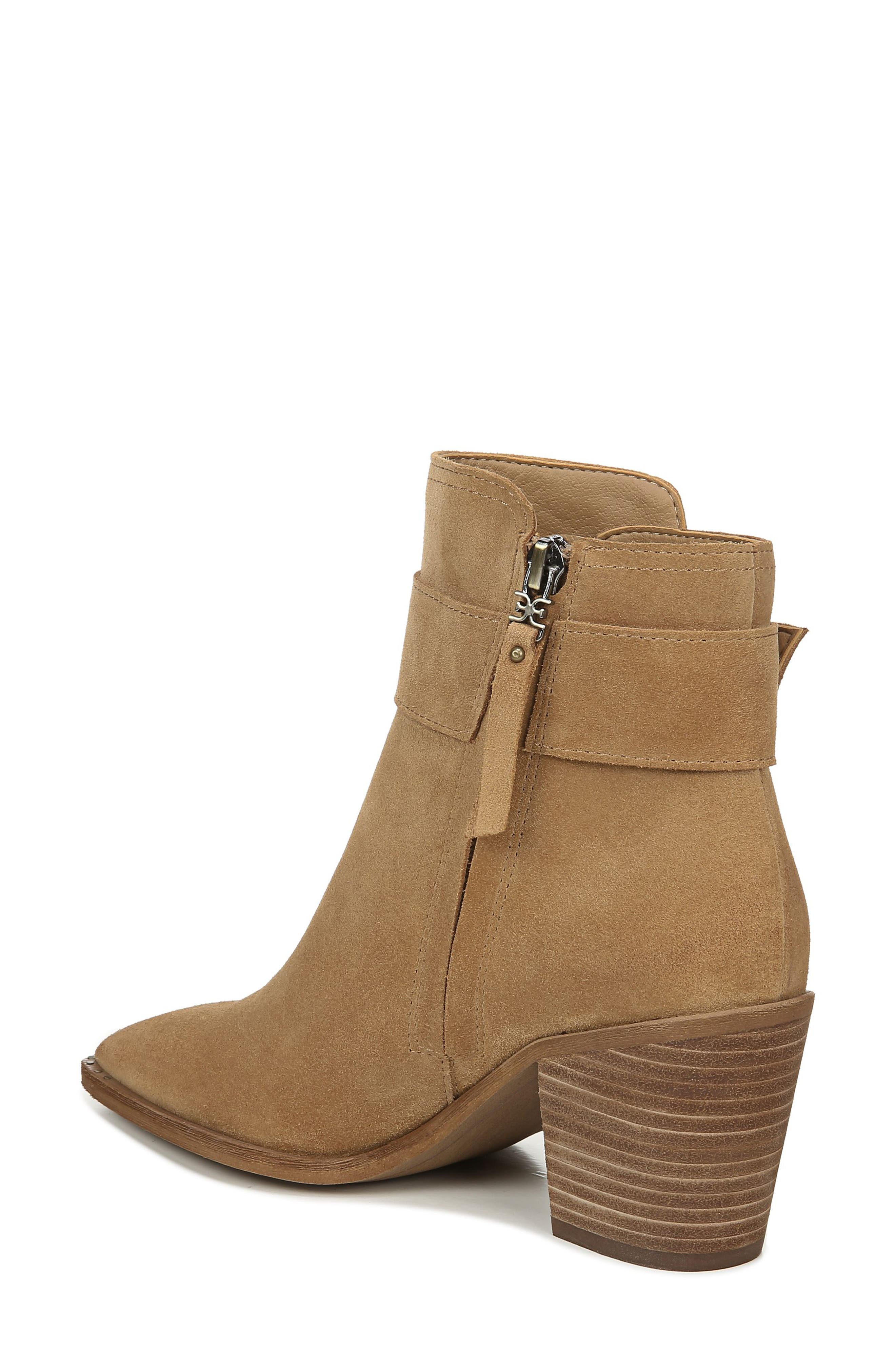 Leonia Pointed Toe Bootie, Alternate, color, GOLDEN CARAMEL SUEDE