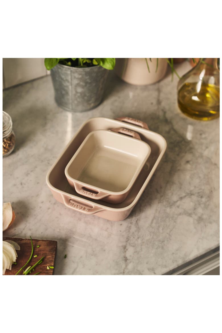 2-Piece Ceramic Rectangular Baking Dishes, Alternate, color, PINK