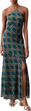 MANGO TEEN Floral Halter Maxi Dress