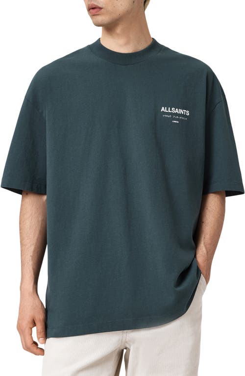 Allsaints Underground Oversize Graphic T-shirt In Blue