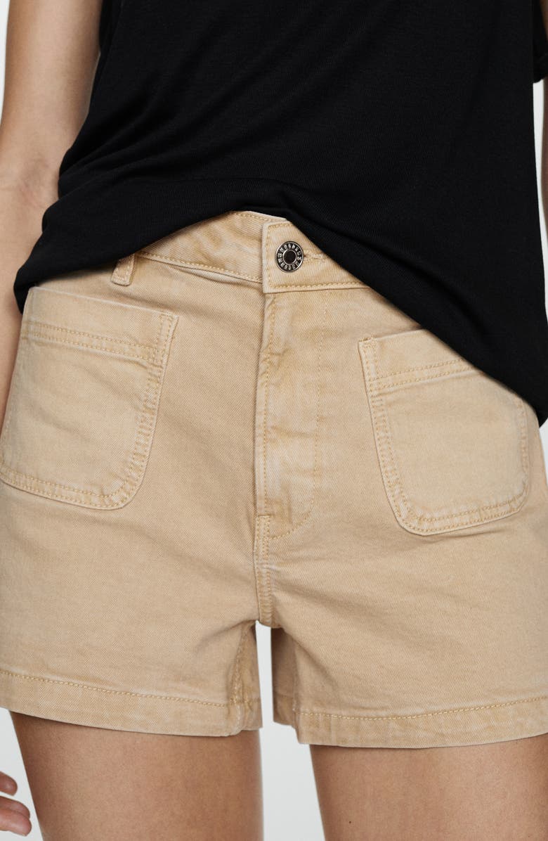 MANGO Patch Pocket Denim Shorts, Alternate, color, 