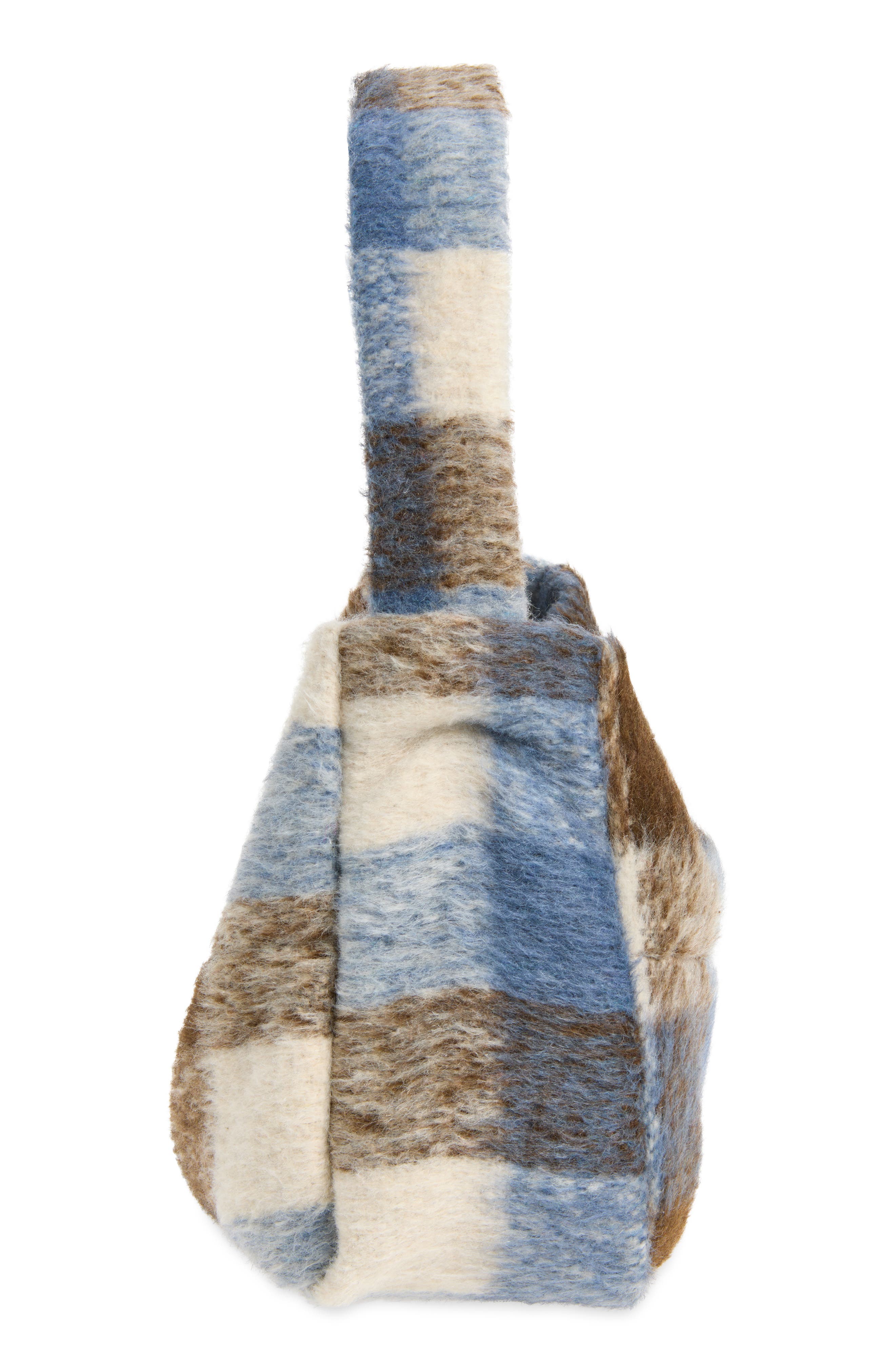 Kids' Check Fuzzy Shoulder Bag, Alternate, color, BROWN/ BLUE