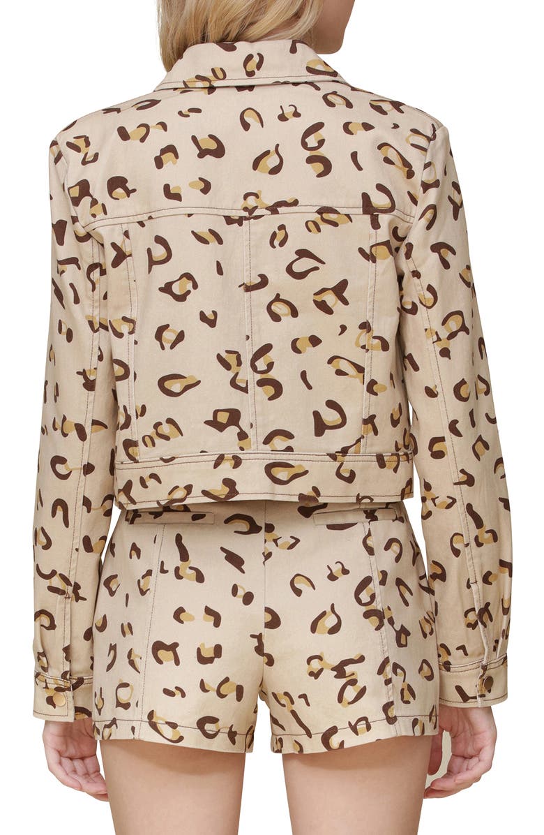 Avec Les Filles Cropped Cargo Trucker Jacket, Alternate, color, Spring Leopard