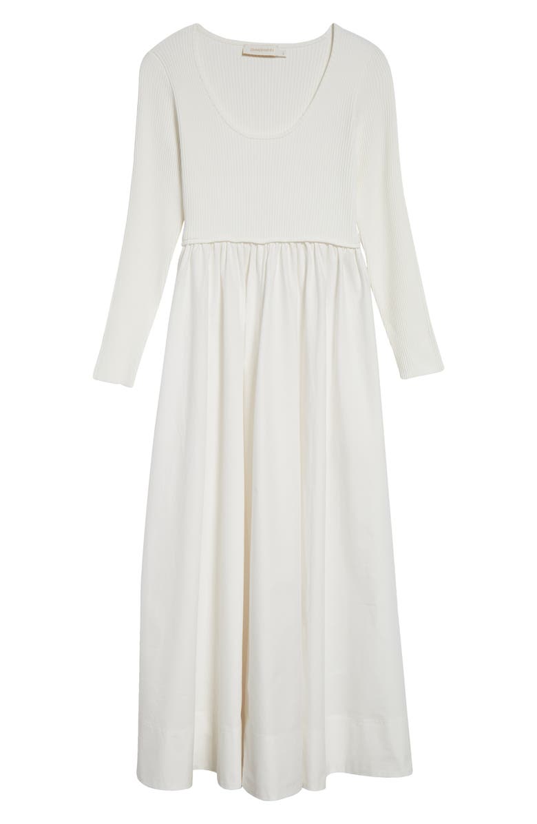 Zimmermann Scoop Neck Long Sleeve Jersey & Poplin Midi Dress, Alternate, color,