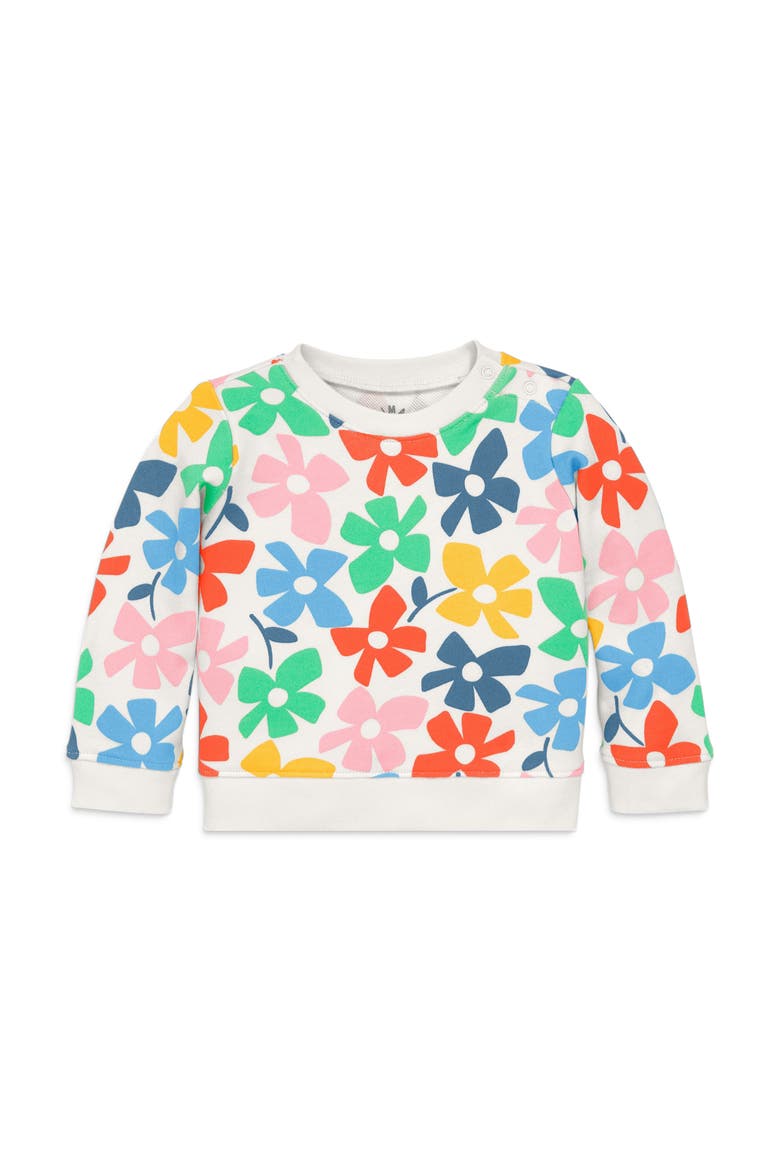 Baby Sweatshirt, Alternate, color, Ivory Rainbow Spring Blooms