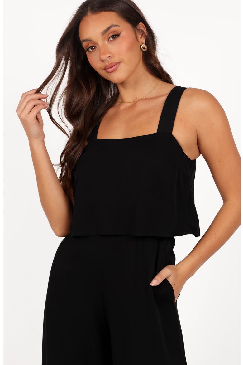 Delia Popover Sleeveless Wide Leg Jumpsuit, Alternate, color, BLACK