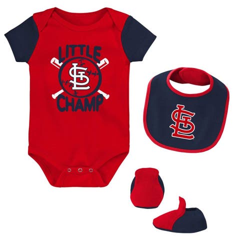 Newborn & Infant Red/Navy St. Louis Cardinals Little Champ Three-Pack Bodysuit Bib & Booties Set