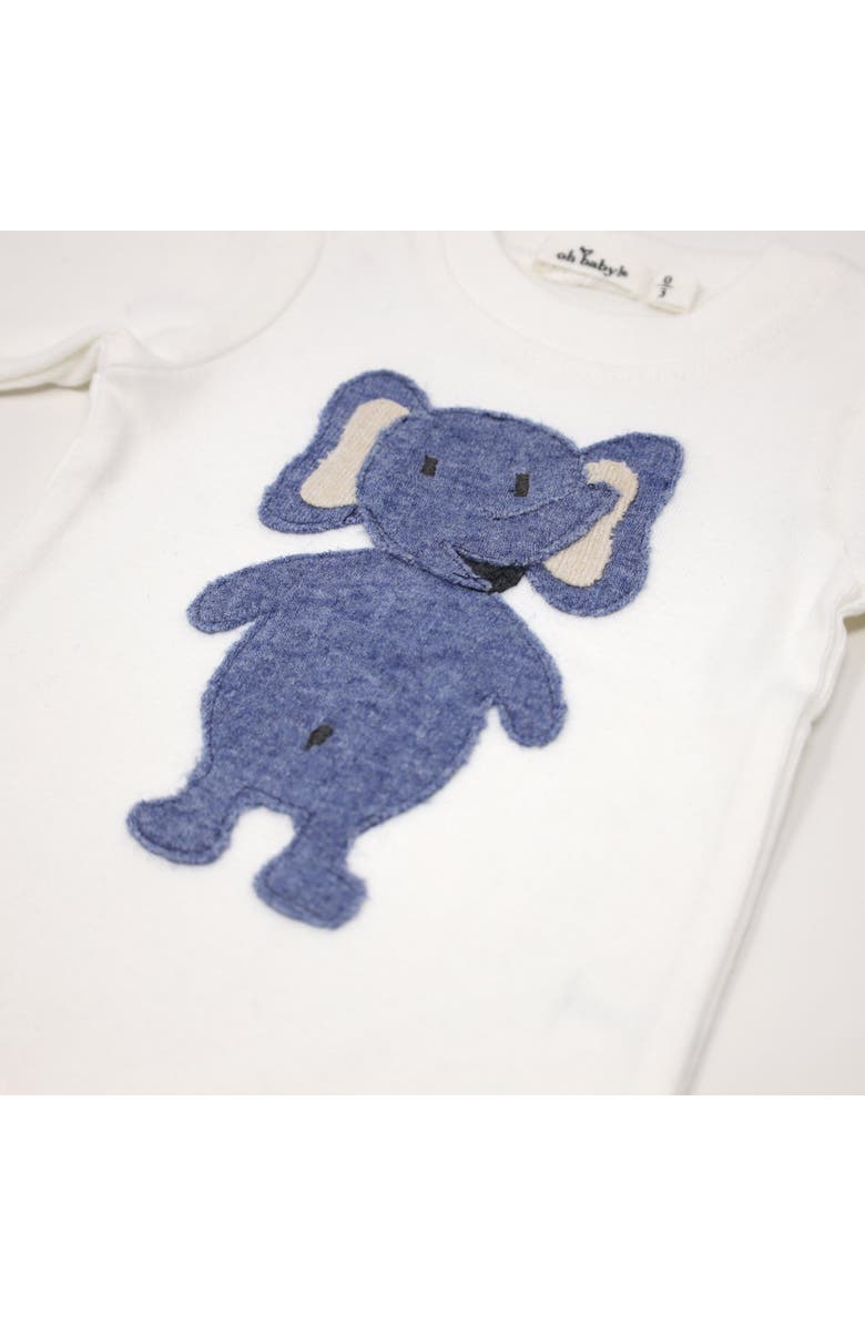 oh baby! Ragdoll Elephant Long Sleeve Cream Tee Mixed Two Piece Set, Alternate, color, Blue Heather