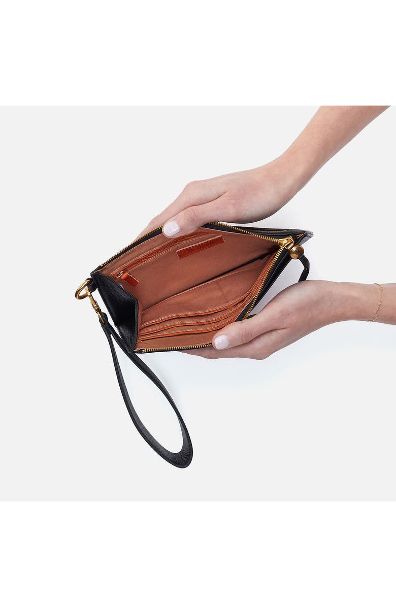HOBO Hart Leather Wristlet, Alternate, color, Black