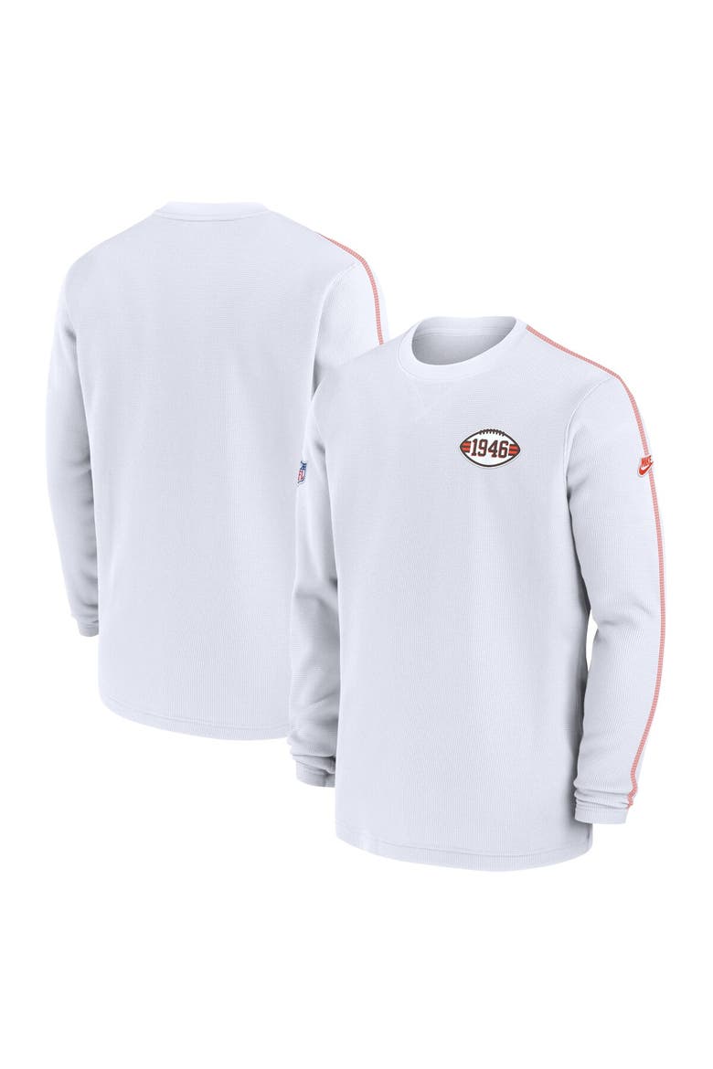 Men's Nike White Cleveland Browns Alternate Logo Coach Long Sleeve Top, Main, color, White