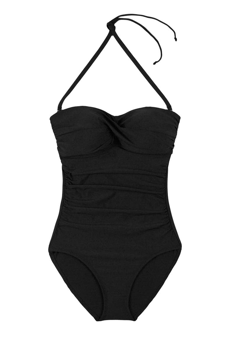 Twist Bandeau One-Piece, Alternate, color, Black
