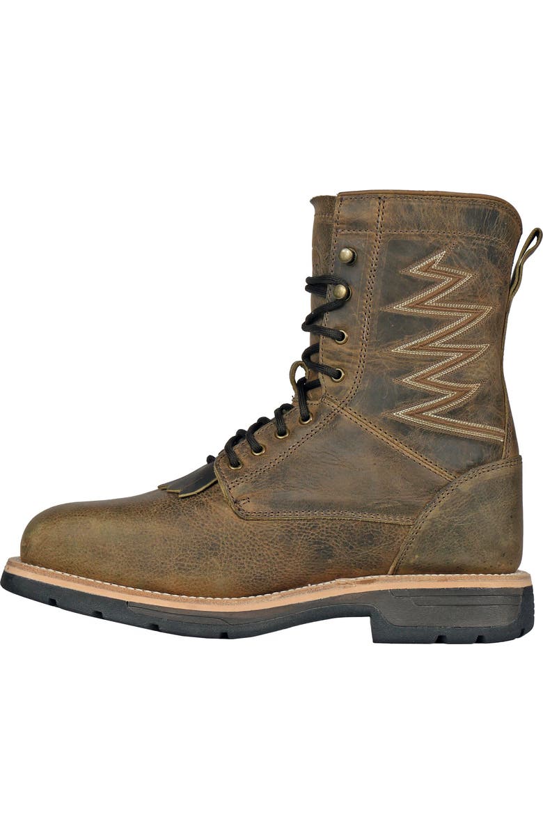 Hoss Boot Company HOSS Brisbee Lacer 8 Inch Distressed Lace Up Kiltie Composite Toe Work Boot, Alternate, color, Brown