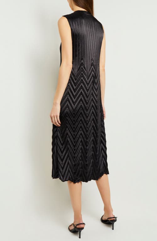 Misook Chevron Crepe De Chine Midi Dress