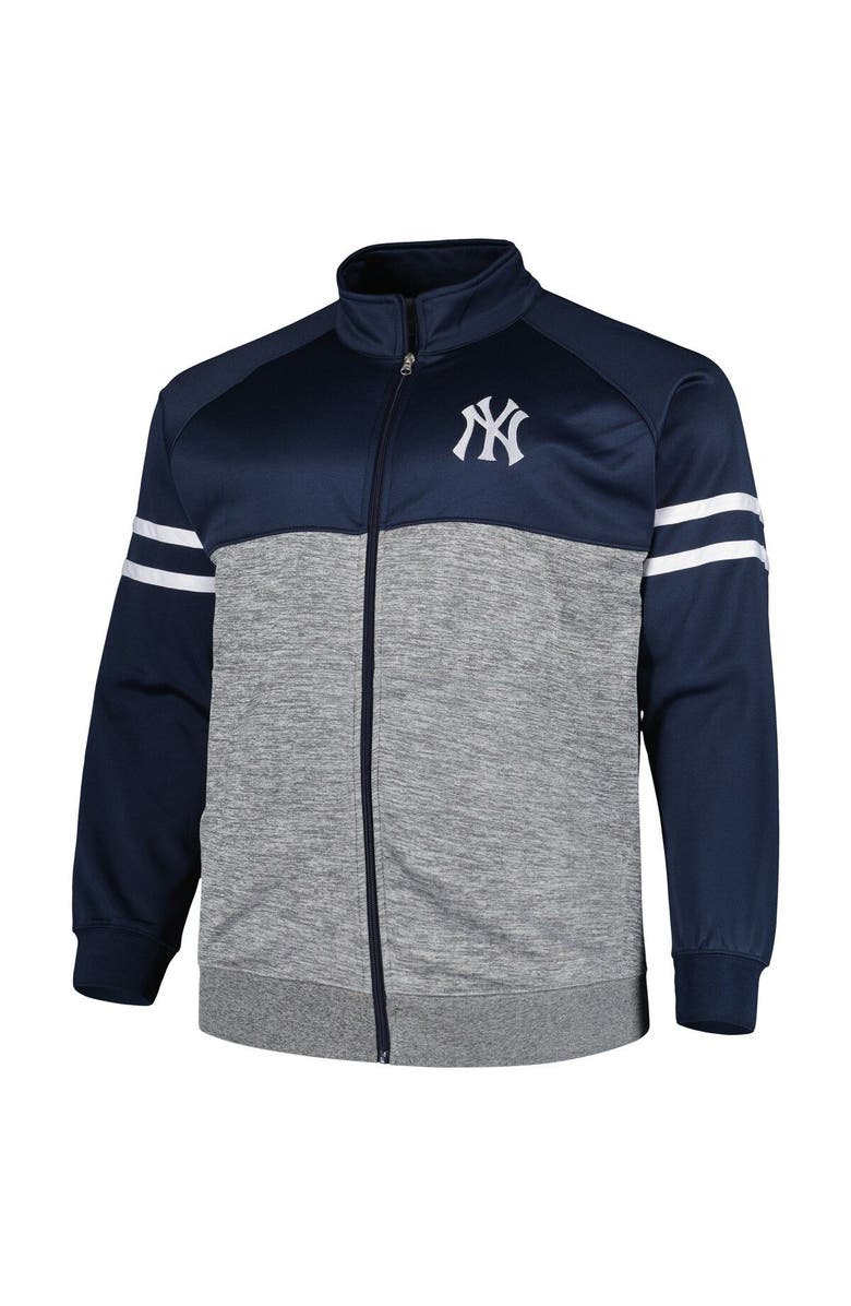 PROFILE Men's Navy/Heather Gray New York Yankees Big & Tall Raglan Full-Zip Track Jacket, Alternate, color, Navy