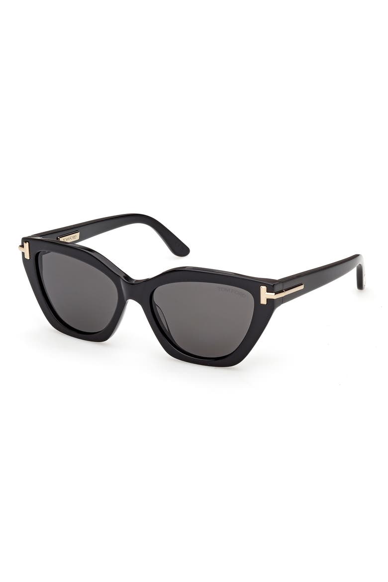 55mm Butterfly Sunglasses, Alternate, color, BLACK YELLOW GOLD / SMOKE