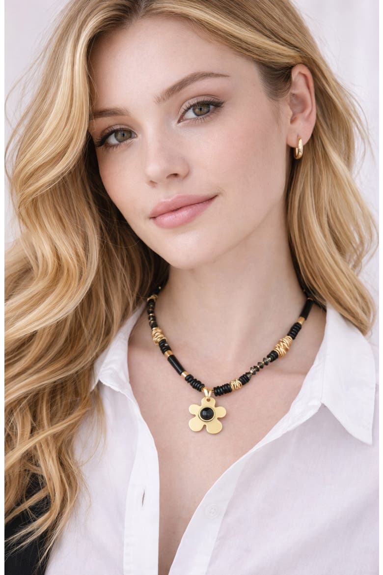 Rebecca Flower Pendant Necklace, Alternate, color, GOLD