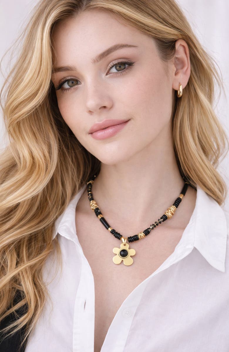 EYE CANDY LOS ANGELES Rebecca Flower Pendant Necklace, Alternate, color, Gold