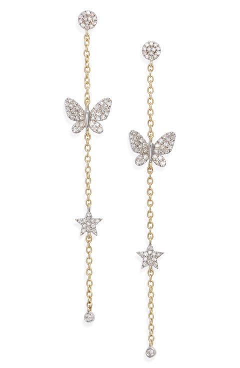Butterfly Diamond Drop Earrings