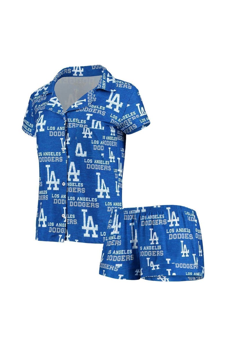 CONCEPTS SPORT Women's Concepts Sport Royal Los Angeles Dodgers Zest Allover Print Button-Up Shirt & Shorts Sleep Set, Main, color, 