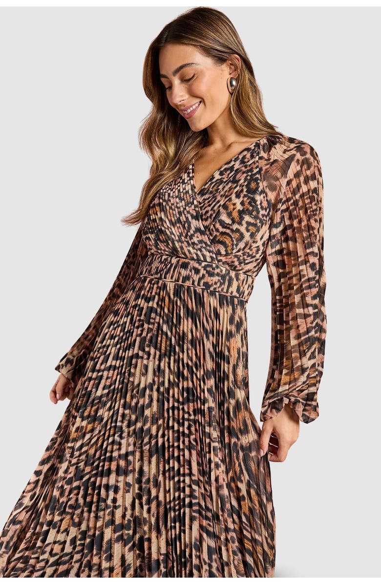 Coast Long Sleeve Chiffon Wrap Midi Dress, Alternate, color, Animal