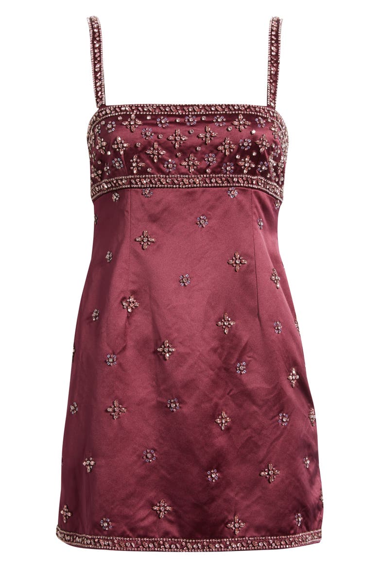 Casslouie Embellished Empire Waist Minidress, Alternate, color, FADED MERLOT