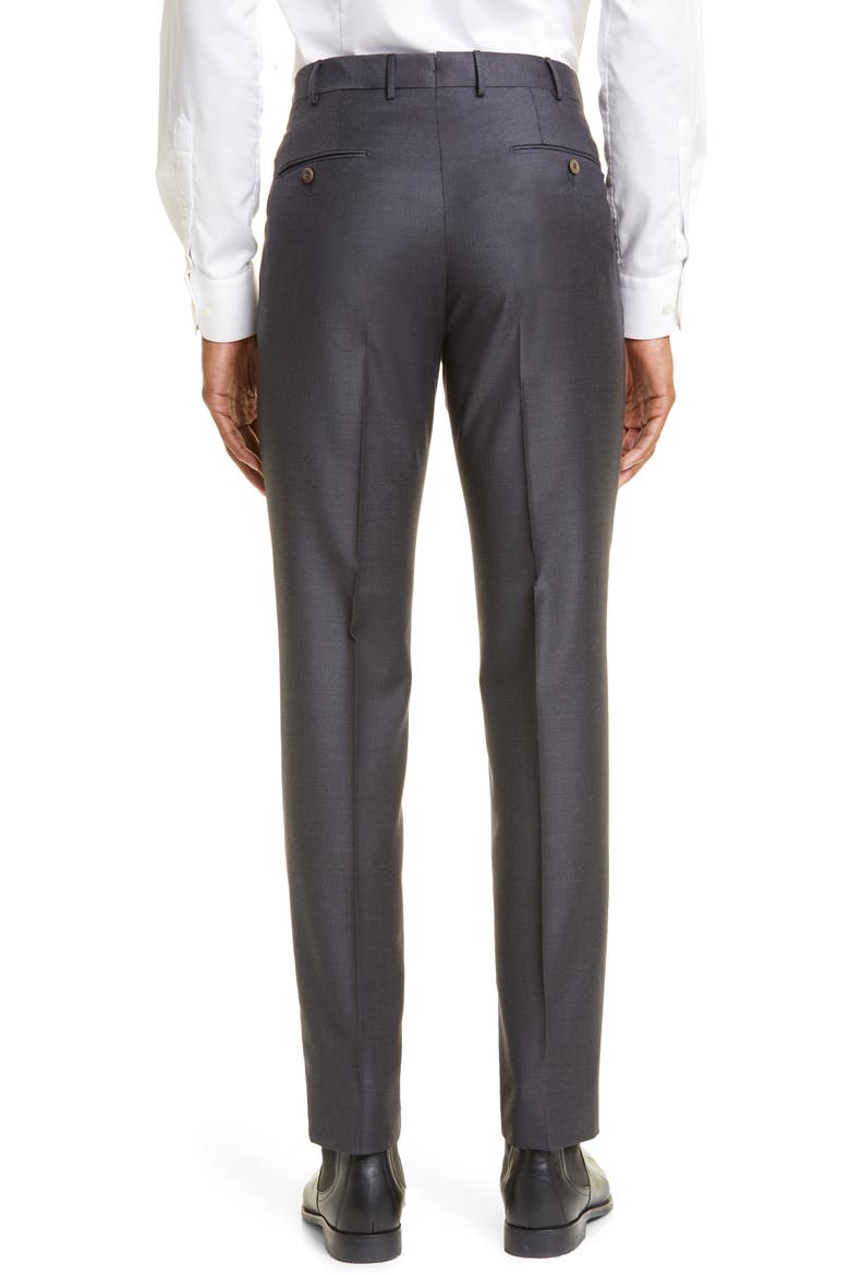 Flat Front Slim Fit Wool Pants, Alternate, color, DARK GREY SOLID