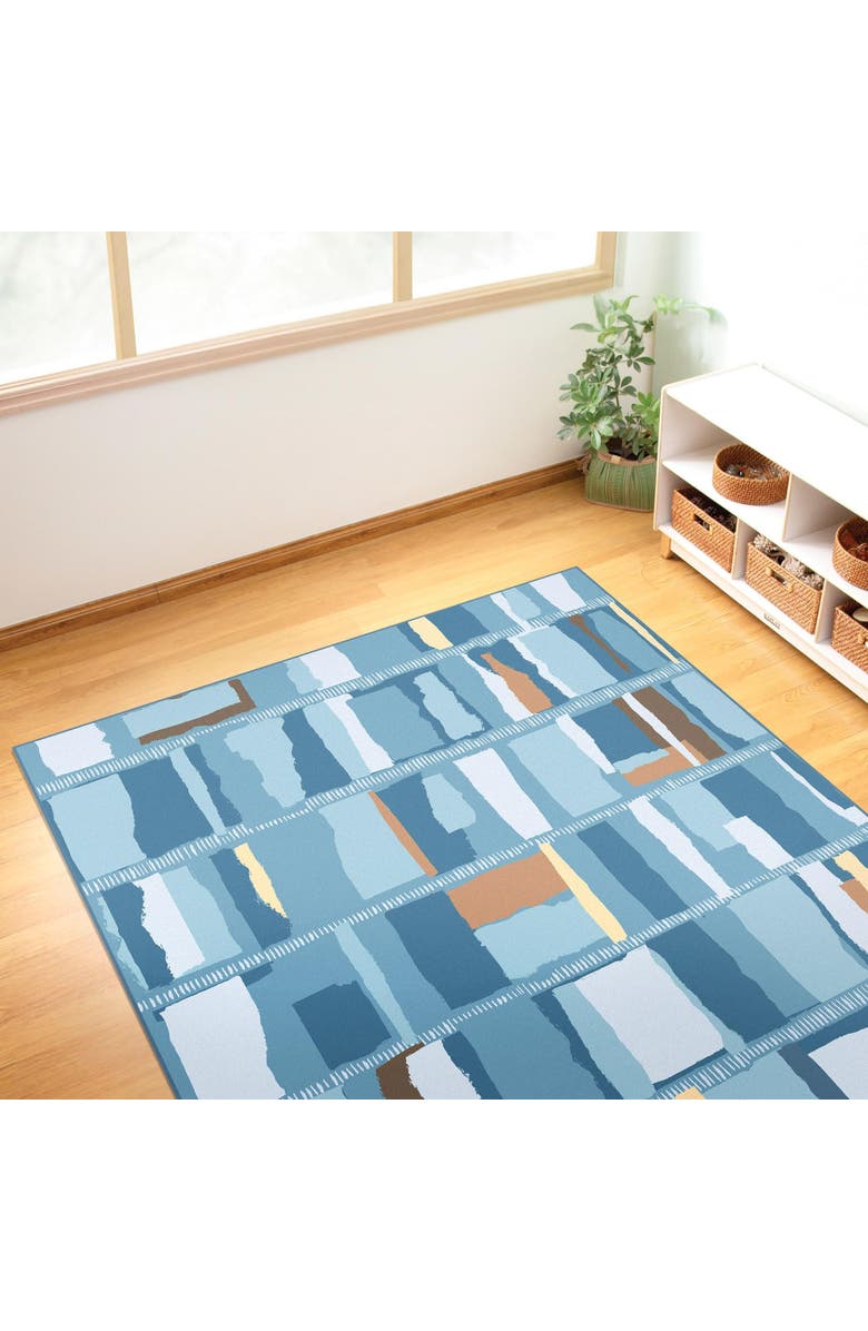 Kaplan Early Learning Company Mountain Clouds Carpet - 4' x 6' Rectangle, Alternate, color, Blue