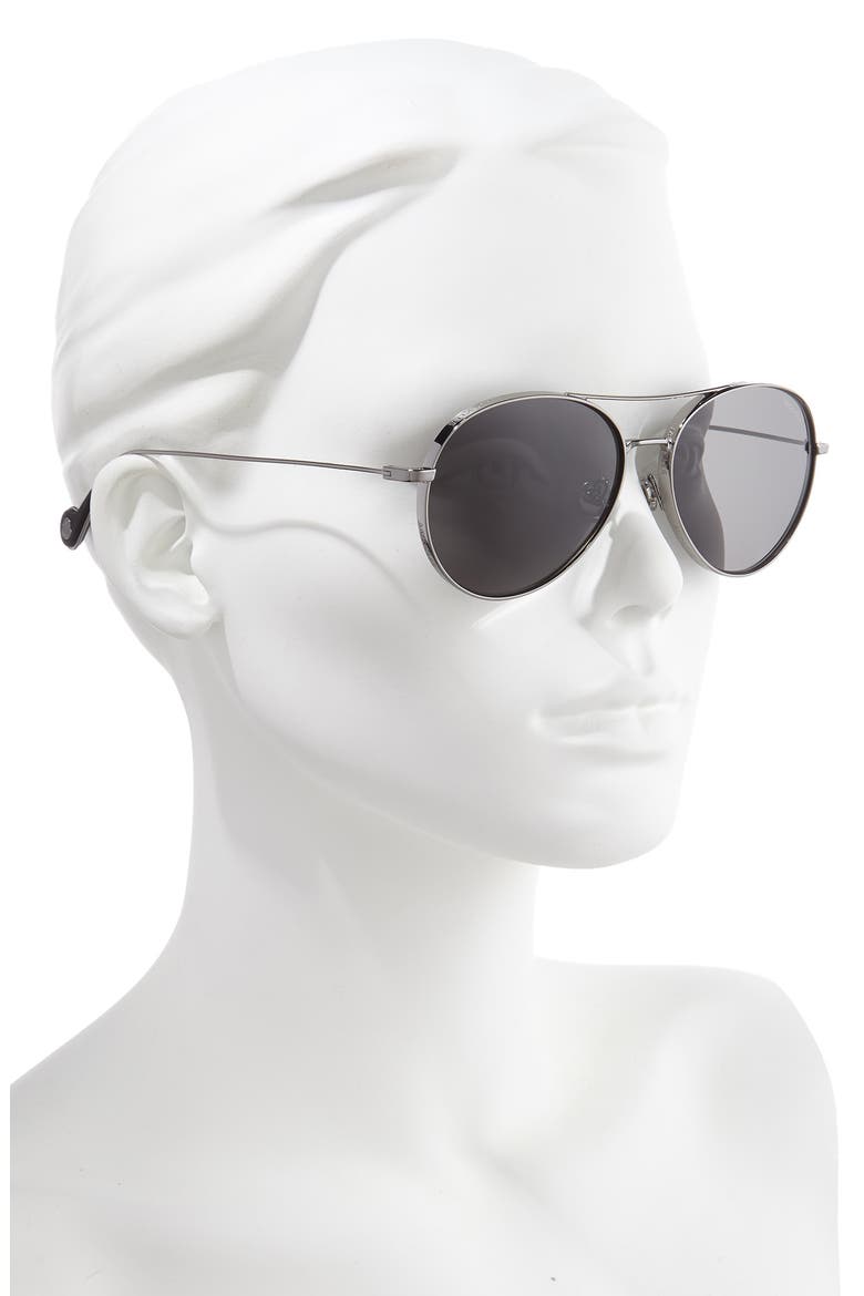 57mm Polarized Aviator Sunglasses, Alternate, color, SHINY GUMETAL/ SMOKE