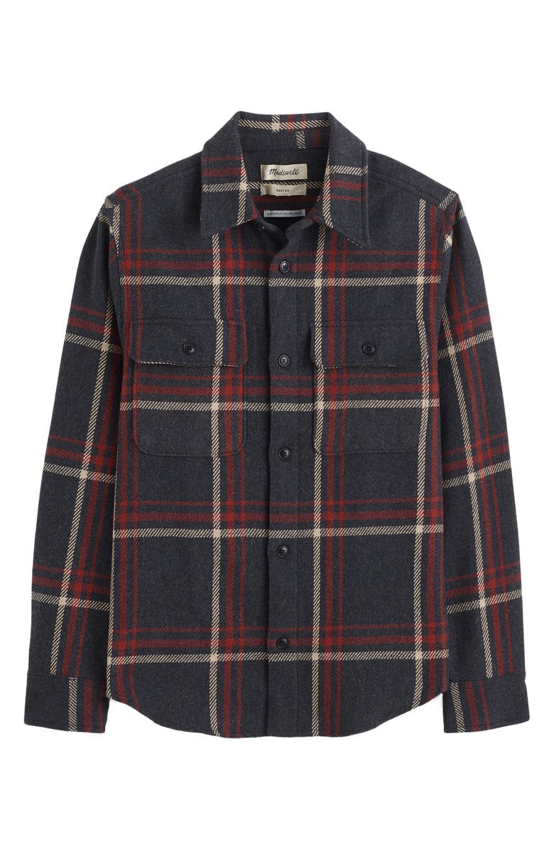 Madewell Plaid Cotton Blend Flannel Button-Up Shirt, Main, color, Cool Obsidian Heather