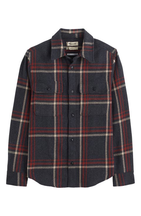 Plaid Cotton Blend Flannel Button-Up Shirt
